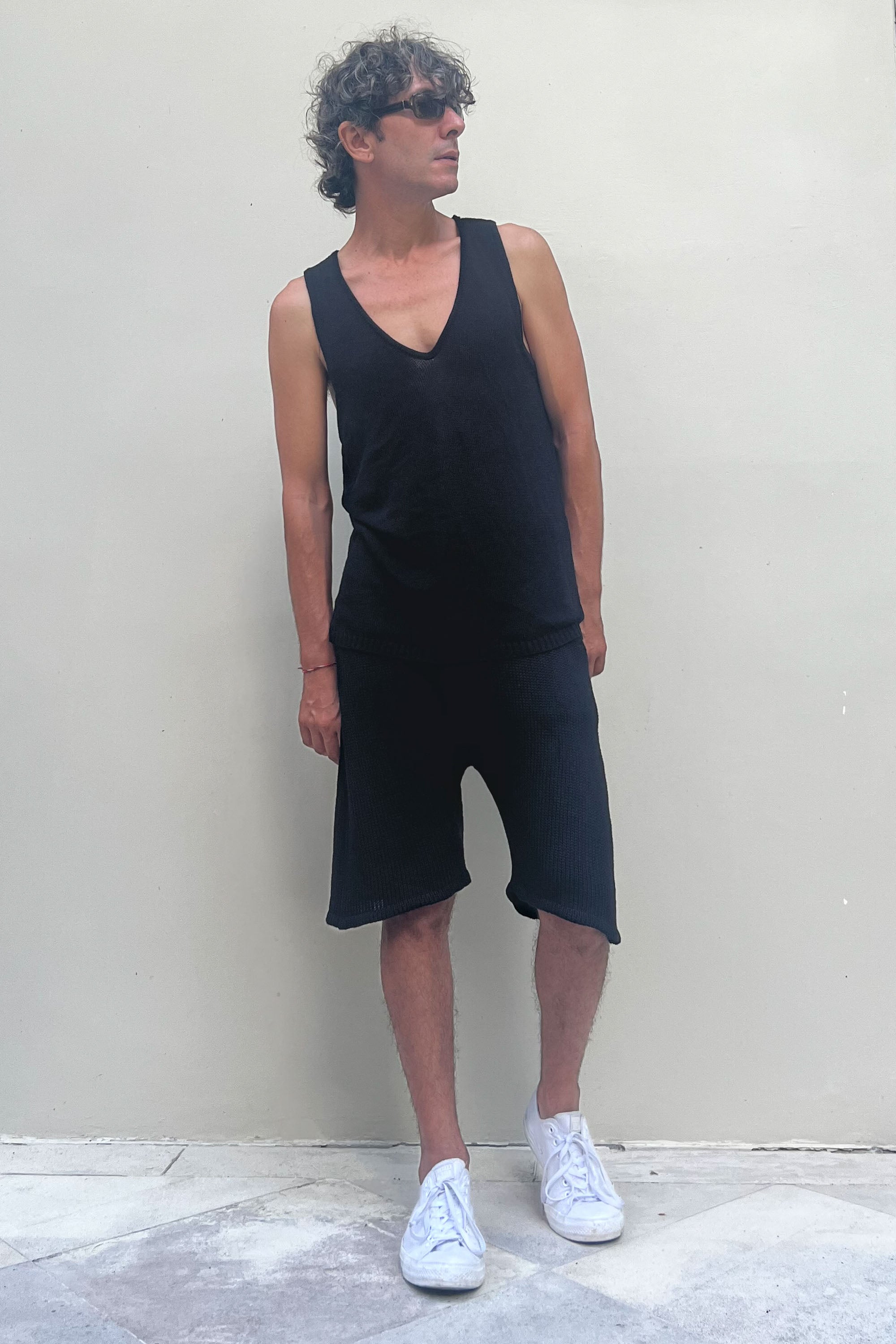 Safi Jersey Knit Tank Top in Black