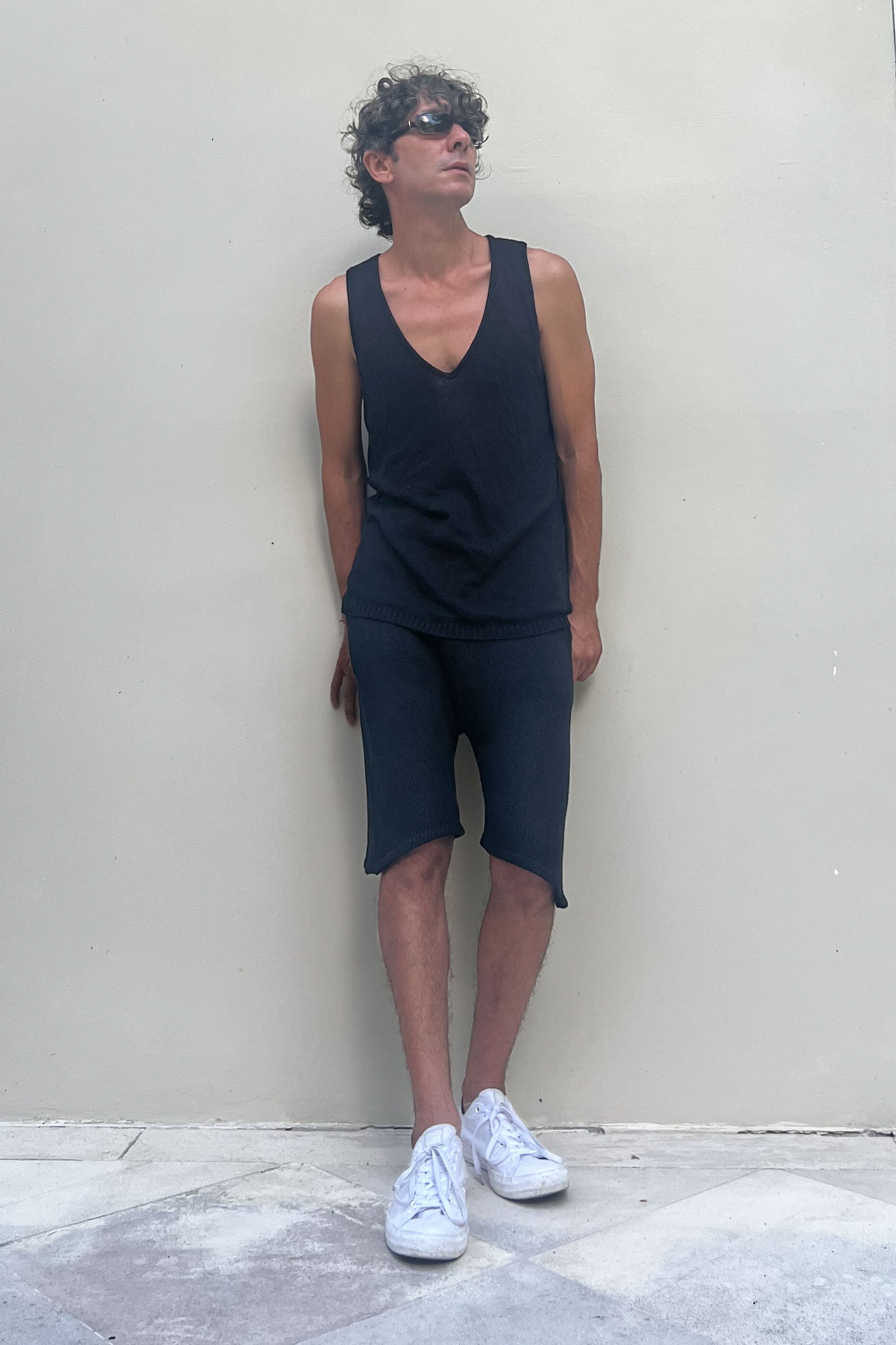 Safi Jersey Knit Tank Top in Black