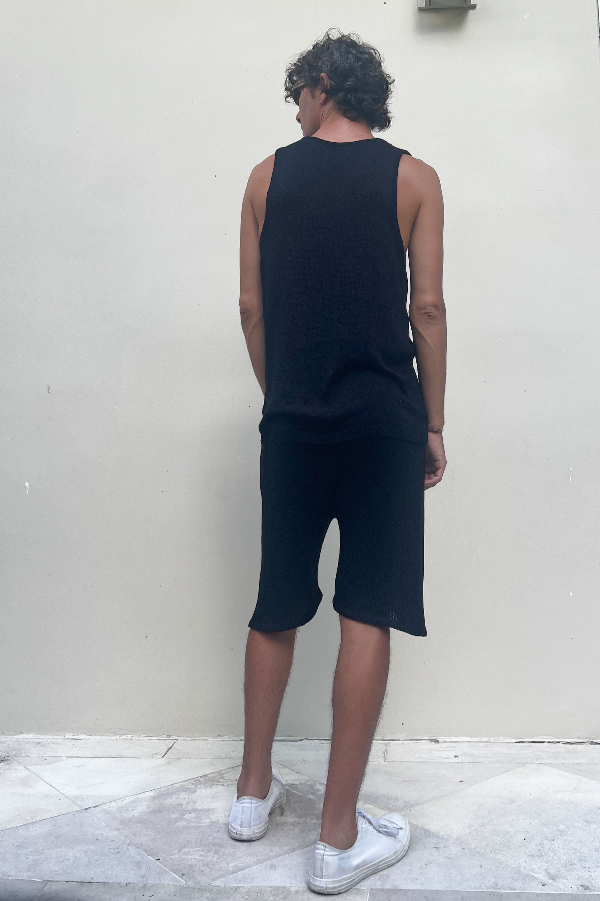 Safi Jersey Knit Tank Top in Black