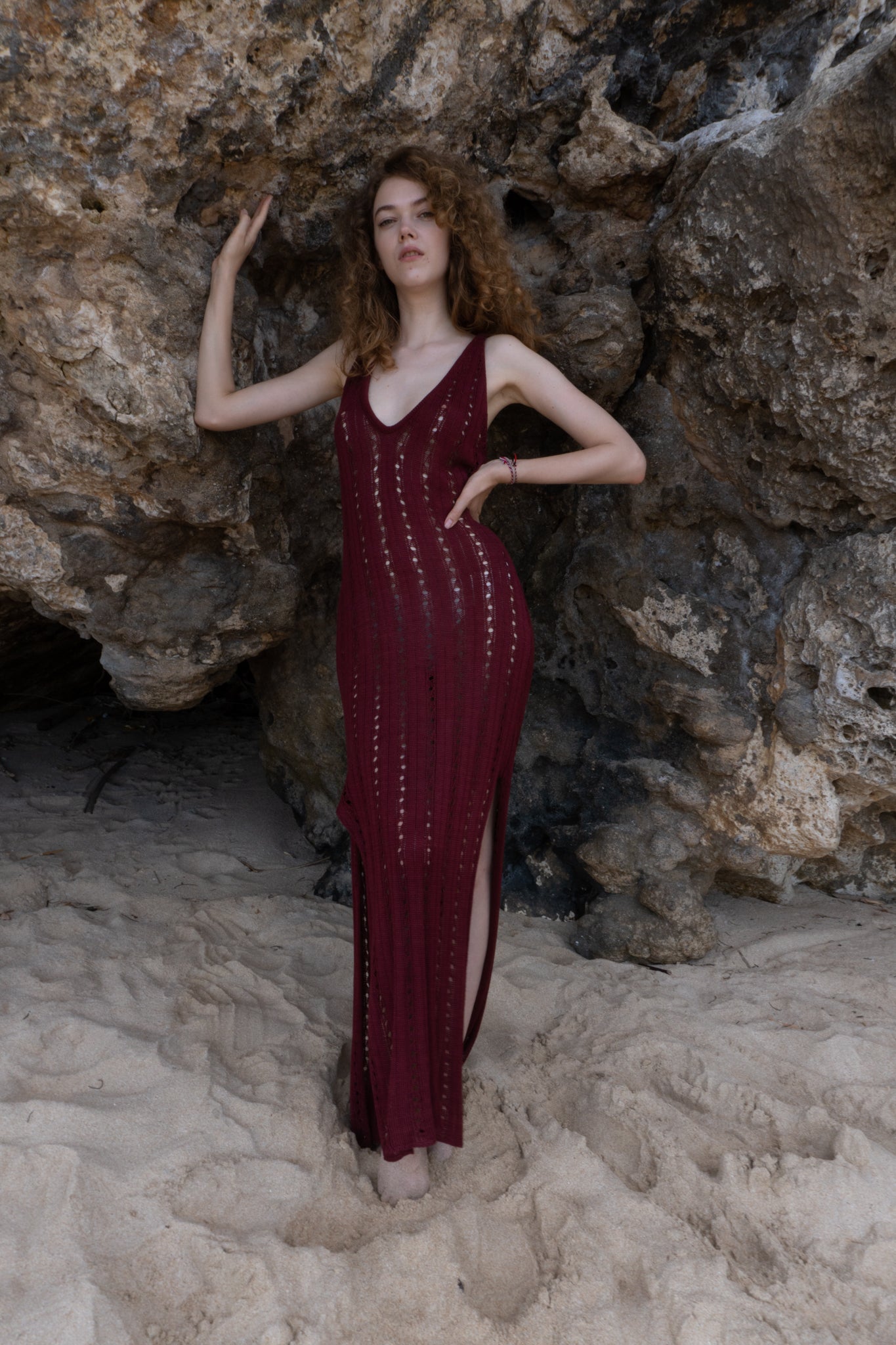 Allegra Dress in Maroon